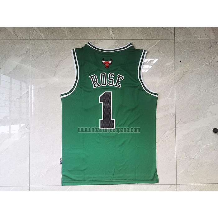 Camiseta Chicago Bulls Derrick Rose NO 1 Mitchell & Ness 2008-09 Verde